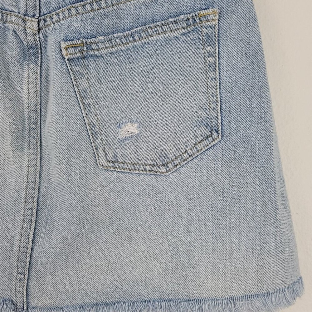 Free People We The Free Button Fly Denim Distressed Mini Skirt Si… - Picture 11 of 14